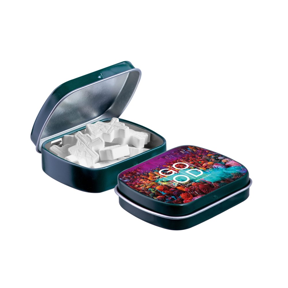 Mini Klappdeckeldose mit Form Pfefferminz