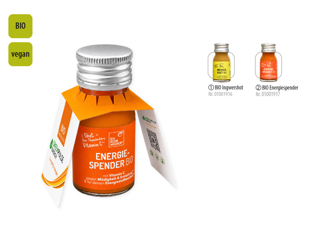 BIO Shots mit Werbemanschette 30 ml , Inhalt: BIO Ingwershot
