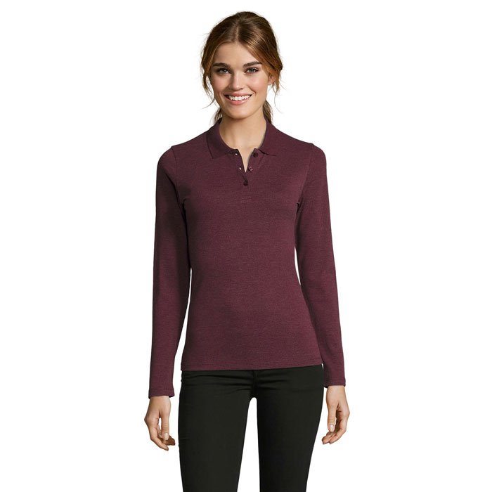 PERFECT LSL WOMEN - PERFECT DAMEN LSL POLO 180 - Heather Oxblood