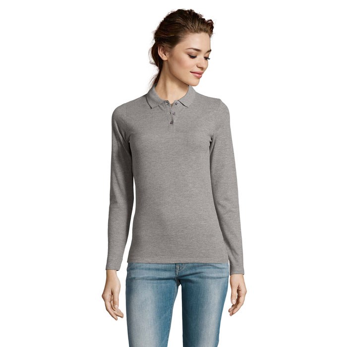 PERFECT LSL WOMEN - PERFECT DAMEN LSL POLO 180 - Grau-Melange 2