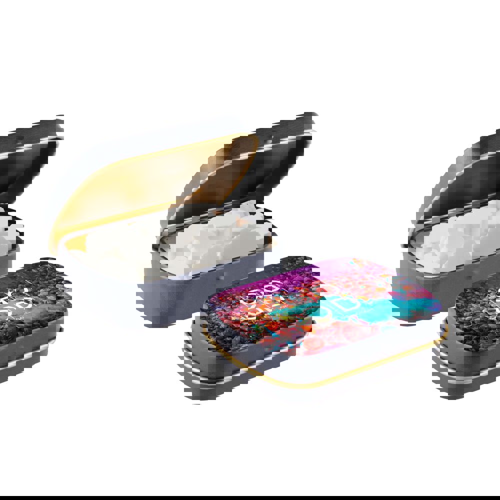 Mini Klappdeckeldose mit Form Pfefferminz - Matt Dunkelblau/Gold