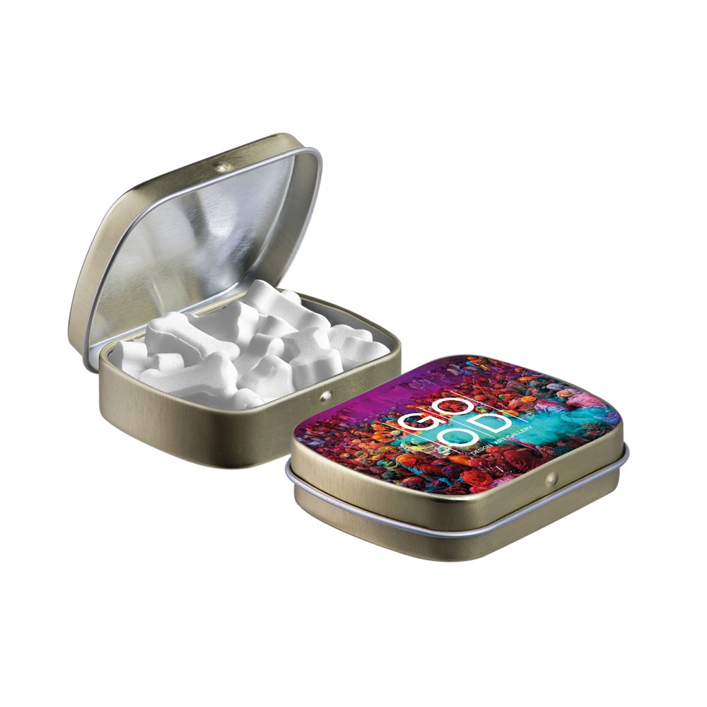 Mini Klappdeckeldose mit Form Pfefferminz