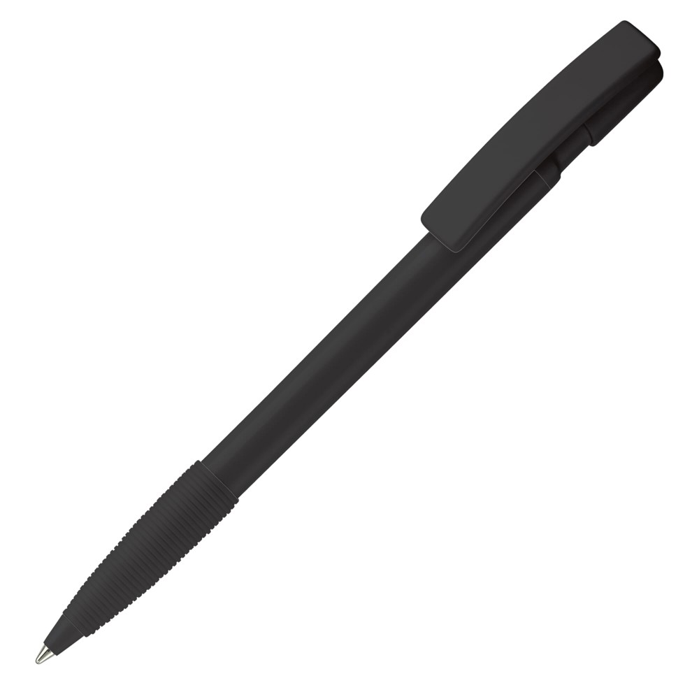Kugelschreiber Nash Hardcolour mit Gummigriff - Schwarz