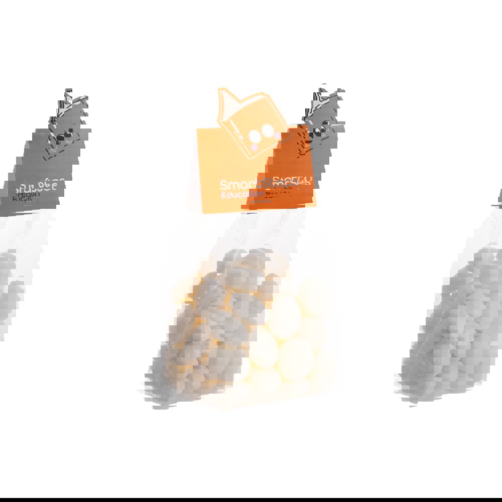 Blockbeutel mit Headerkarte in Ihrer eigenen Form und 150 Gramm Süßigkeiten