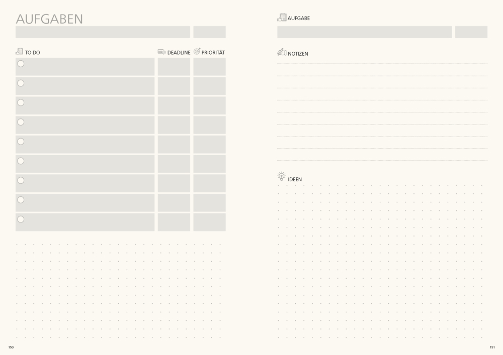Notizbuch orgaLine Mainbook, Creme, petrolblau
