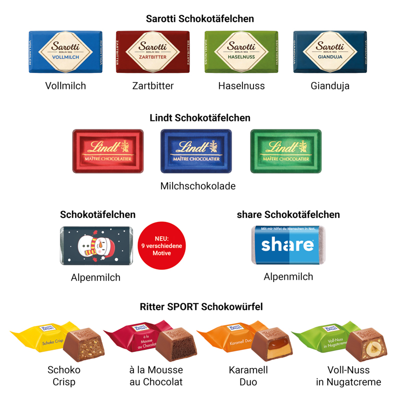Adventskalender Schiff, Ritter SPORT Schokowürfel