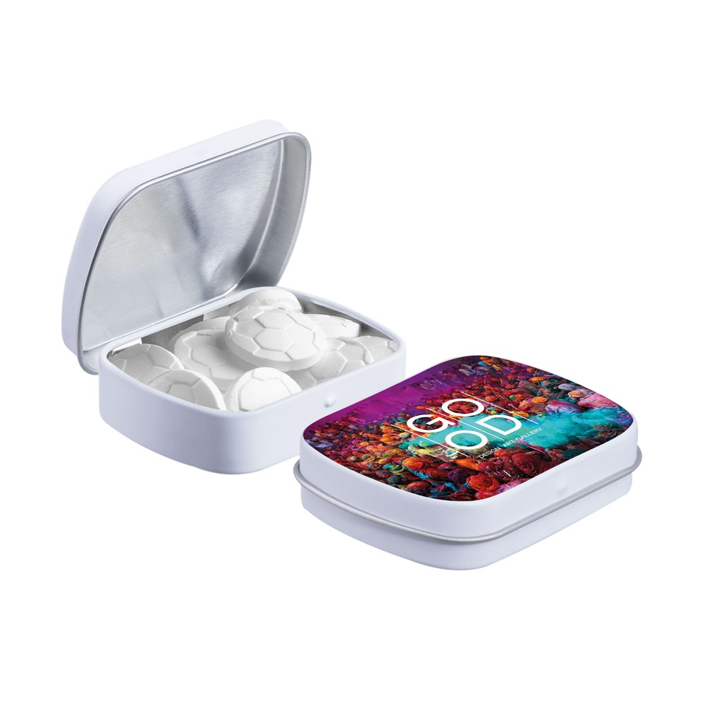 Mini Klappdeckeldose mit Form Pfefferminz