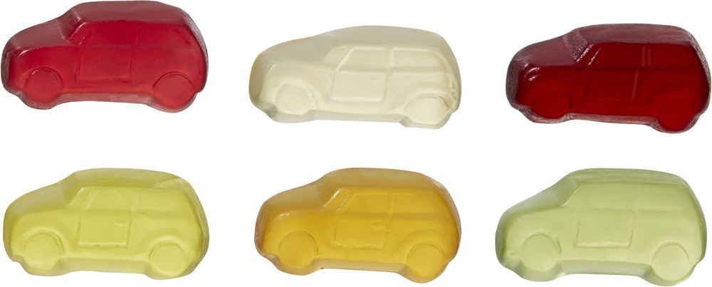 Fruchtgummi-Standardformen 20 g, Auto im konventionelle Tütchen, Vegan