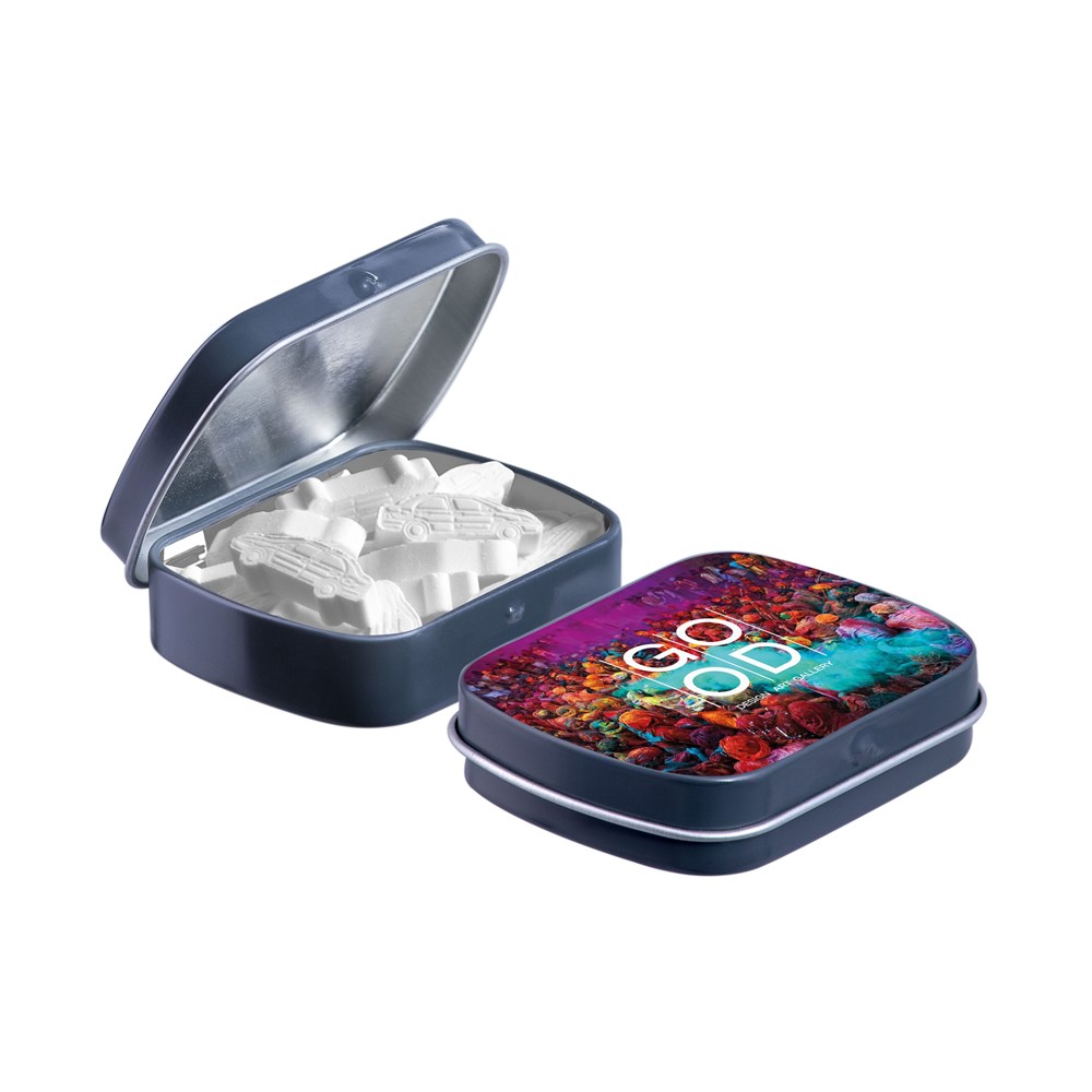 Mini Klappdeckeldose mit Form Pfefferminz