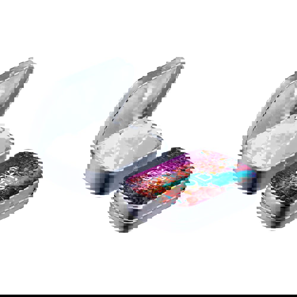 Mini Klappdeckeldose mit Form Pfefferminz - silber