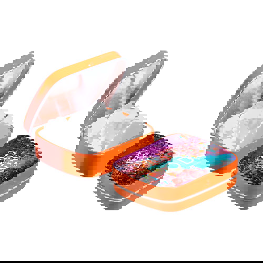 Mini Klappdeckeldose mit Form Pfefferminz - orange