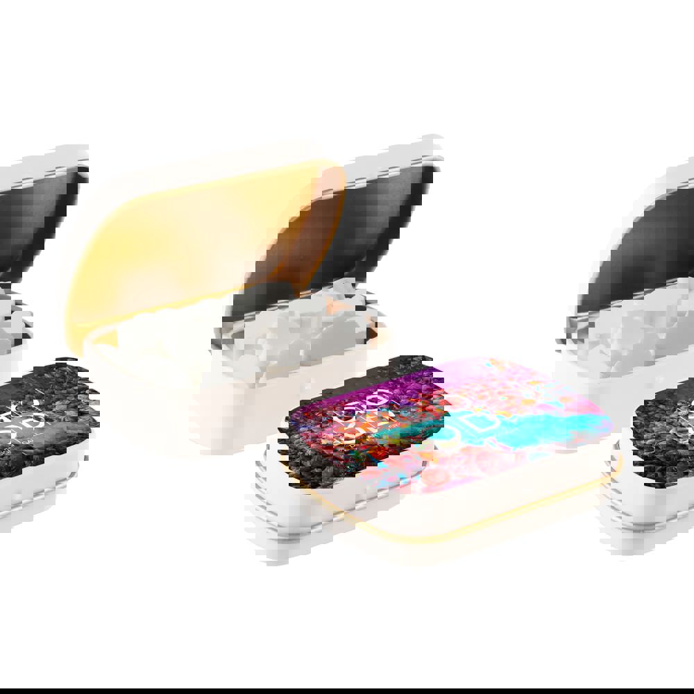 Mini Klappdeckeldose mit Form Pfefferminz - Matt Sand/Gold